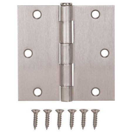 PROSOURCE Square Corner Door Hinge, Steel, Satin Nickel, Loose Pin, 180 deg Range of Motion 20338SNX